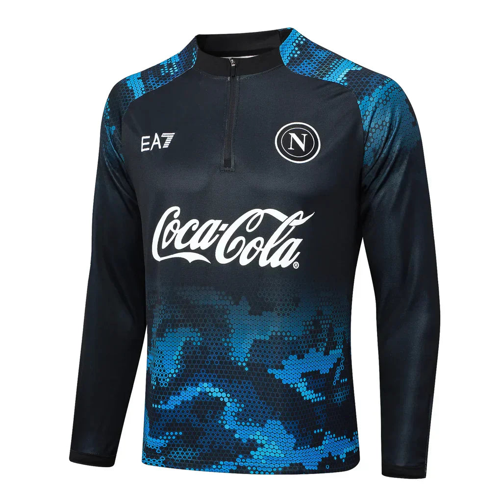 Conjunto Napoli Zíper Curto Treino Preto 2024/25