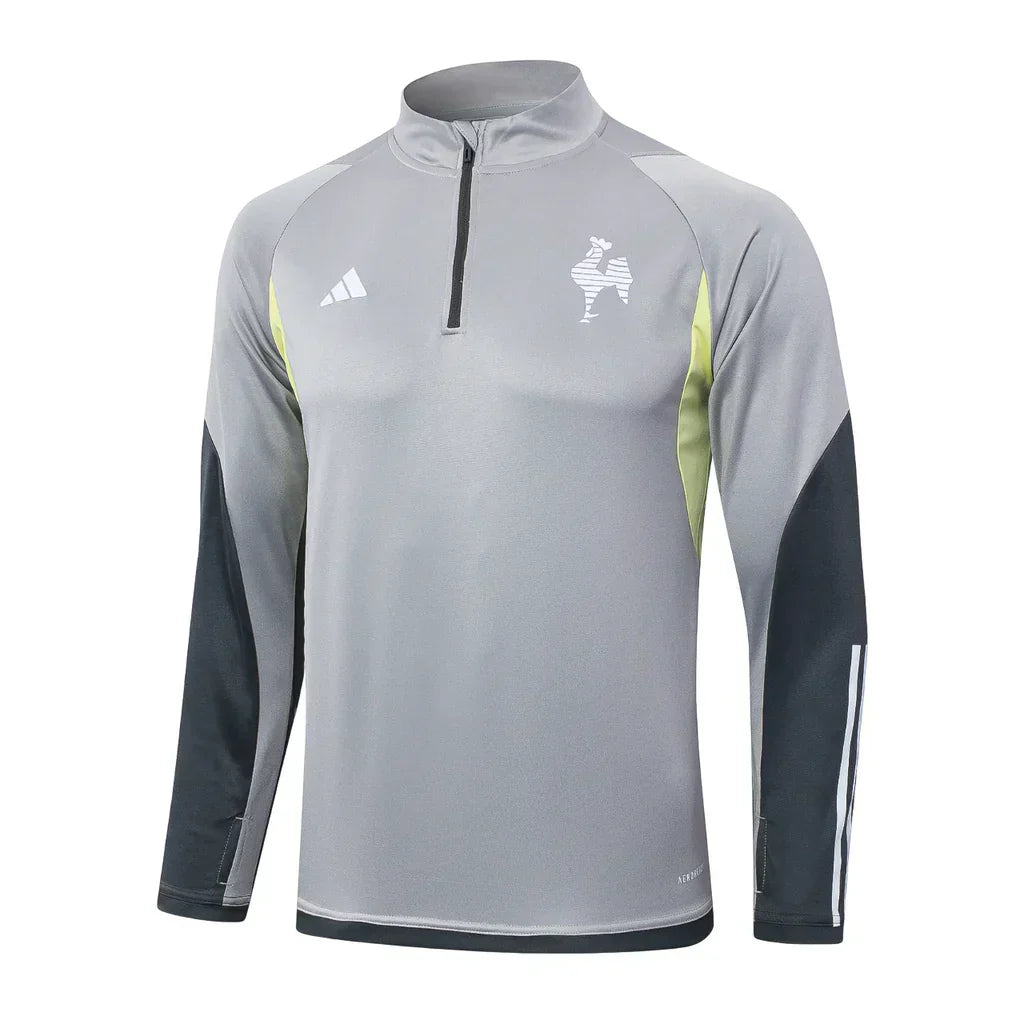 Conjunto Atlético MG Zíper Curto Treino Cinza Claro
