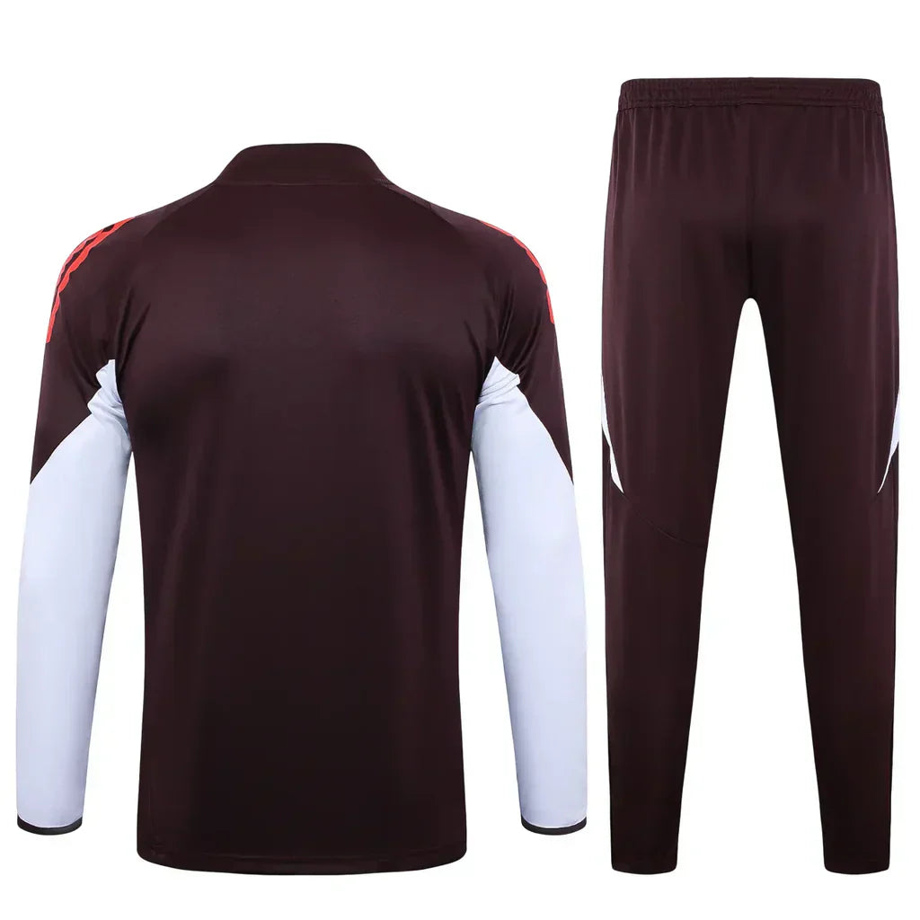 Conjunto Bayern de Munique Zíper Curto Treino Vinho 2024/25